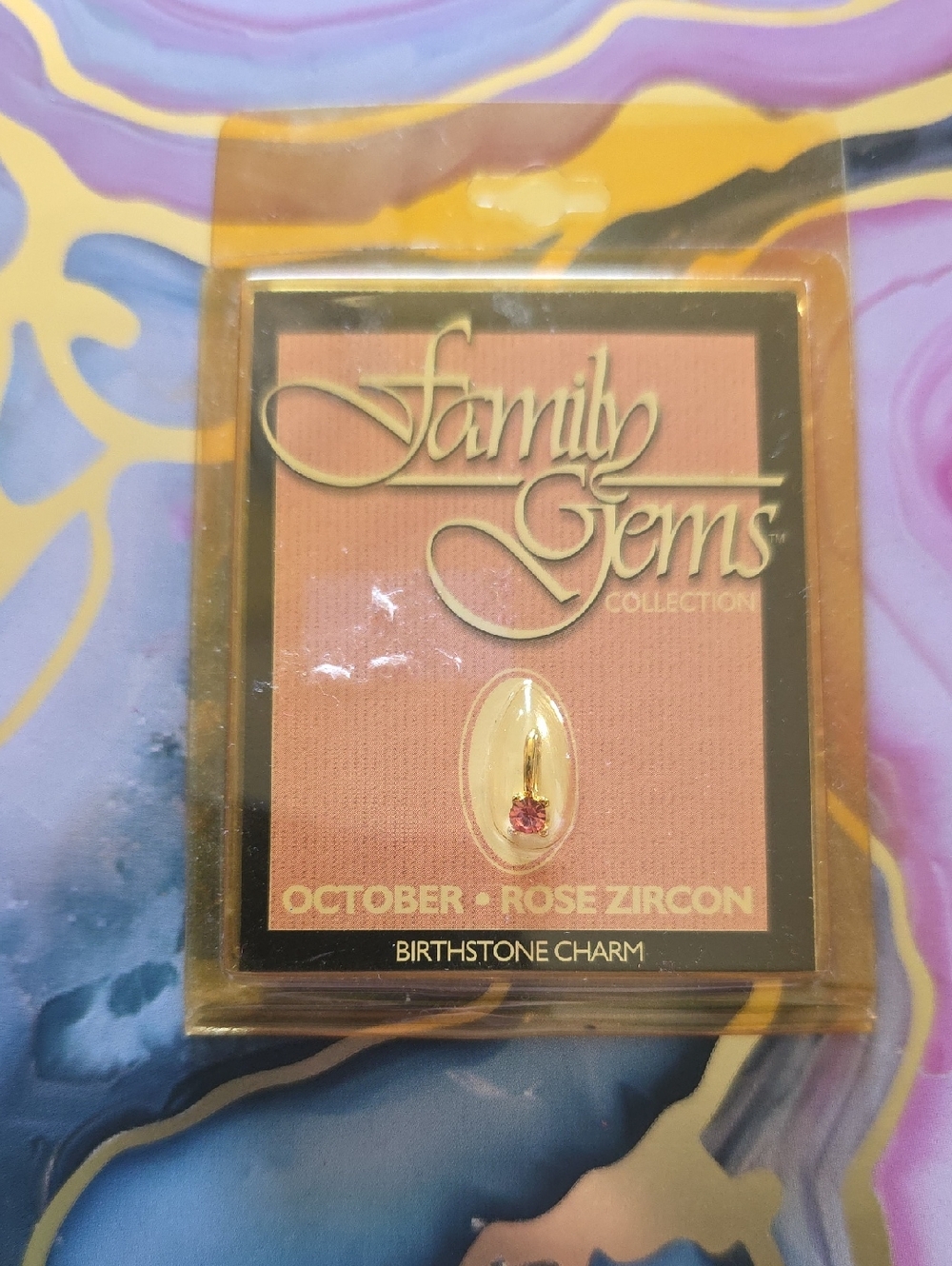 Family Gems October Rose Zircon Birthstone Charm 18k Layered